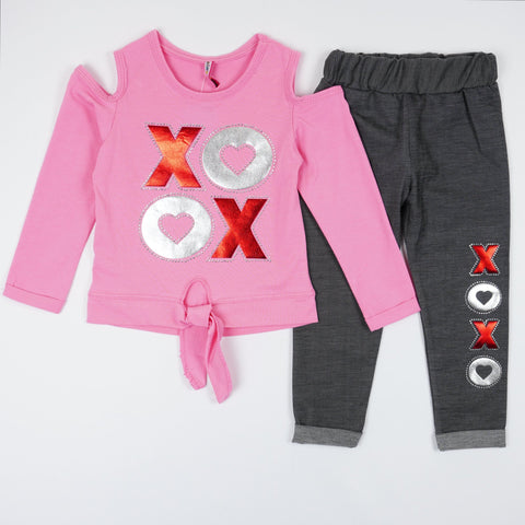 Girls' XO' Pink/Grey Summer Set (18m-5y) - Clothes4Kids