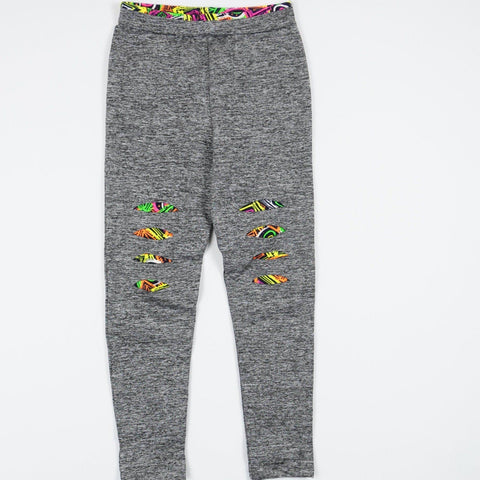 Girls' Grey/ Colourful Ripped Leggings (18m-6y) - Clothes4Kids