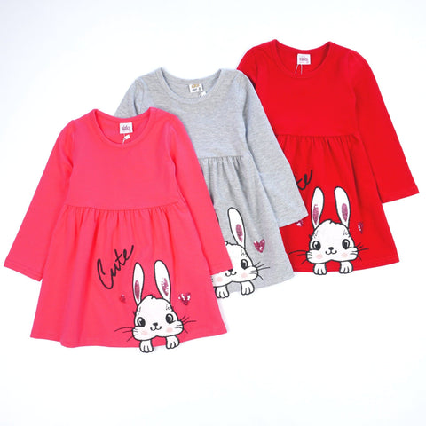 Girls' Sequin 'Cute Bunny' Long Sleeve Dress (18m-6y) - Clothes4Kids