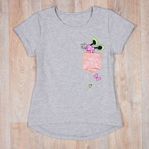 Girls' Pocket Minnie Mouse' Grey T-Shirt (7-16y) - Clothes4Kids