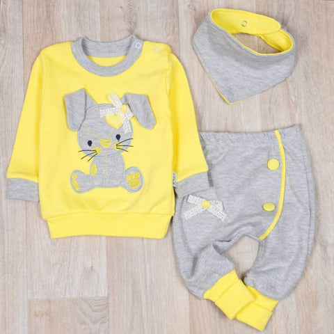 Baby Girl 'Bunny' Grow with Me' Style Yellow/Grey Set (0-9m) - Clothes4Kids