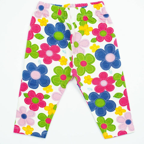 Baby Girl 'Flowers' Printed Multi-Coloured Leggings (0-9m) - Clothes4Kids