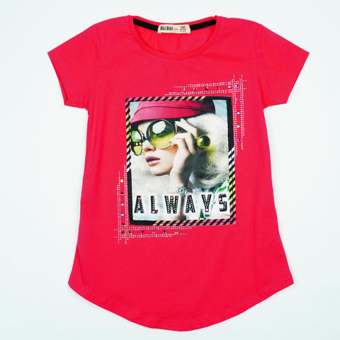 Girls' Always ' Pink T-Shirt / Tunic *Last Sizes-134(8-9y),152(11-12y)* - Clothes4Kids