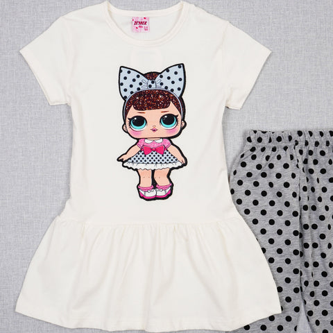 Girls' LOL Doll' Cream/Grey Set (3-8y) - Clothes4Kids