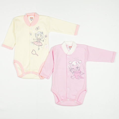 Newborn Baby Girl Long Sleeve Bodysuit Pink/Yellow (0-3m) - Clothes4Kids