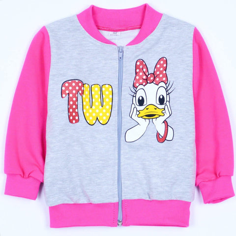 Girls' Daisy Duck Printed Light Grey/Pink Full Zip Top (3m-3y) - Clothes4Kids