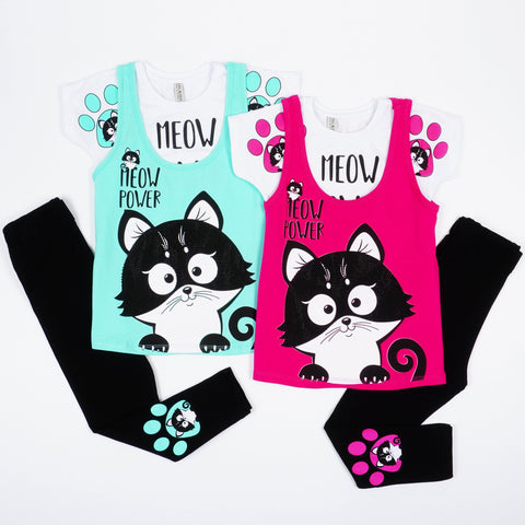 Girls' Meow Power' Cat' Printed Set (4-8y) - Clothes4Kids