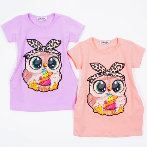 Girls' Little Owl' Short Sleeve Tunic (9m-4y) - Clothes4Kids