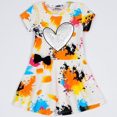 Girls' Silver Heart' Multi-coloured Dress (9m-6y) - Clothes4Kids