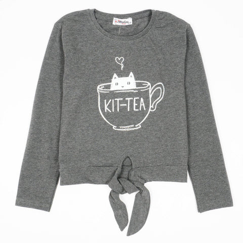 Girls' Kit-Tea' Cat Top *Last sizes-134(8-9y),146(10-11y)* - Clothes4Kids