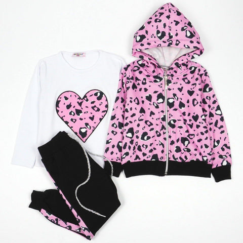 Girls' Leopard Print Pink / Black / White Set (3-10y) - Clothes4Kids