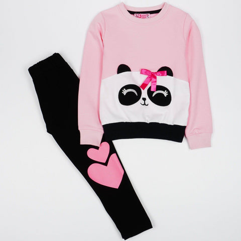 Girls' Panda Light Pink/ Black Set (4-9y) - Clothes4Kids