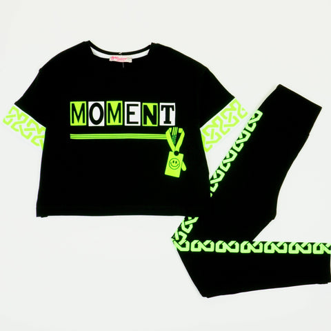 Girls' Moment ' Black/Neon Green Set (7-12y) - Clothes4Kids