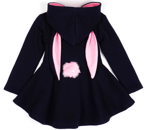 Girls' Bunny Winter Warm Navy Blue Hoodie (18m-9y) - Clothes4Kids