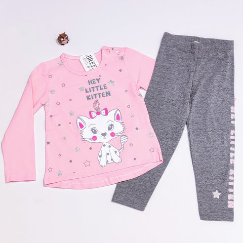 Girls' Hey Little Kitten' Printed 2pcs Set (12m-5y) - Clothes4Kids