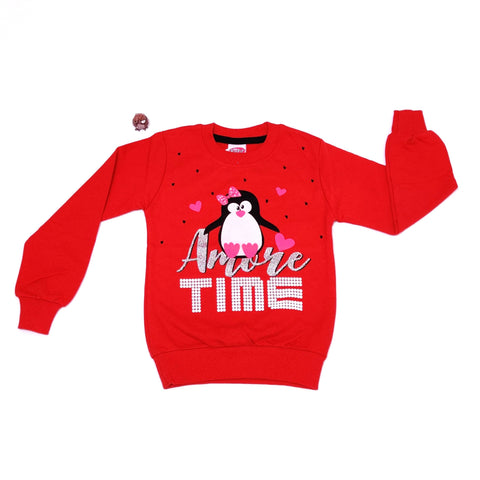 Girls' Amore Time Penguin Printed  Long Sleeve Top (1-5y) - Clothes4Kids