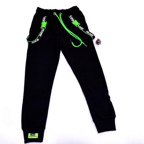 Boy's Words Black Joggers/Green  (8-14y) - Clothes4Kids