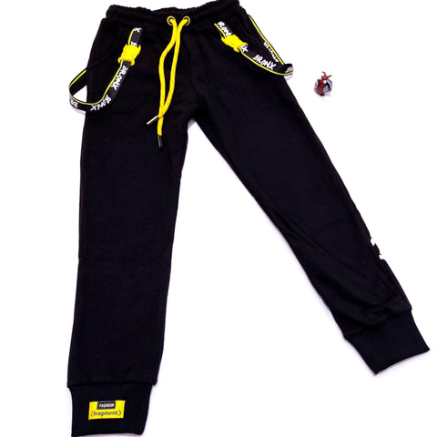 Boy's Words Black Joggers/Yellow  (8-14y) - Clothes4Kids