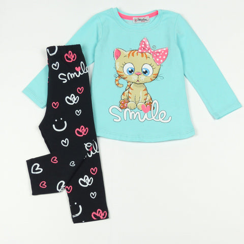 Girls' Cat Printed 2pcs Set (9m-4y) - Clothes4Kids