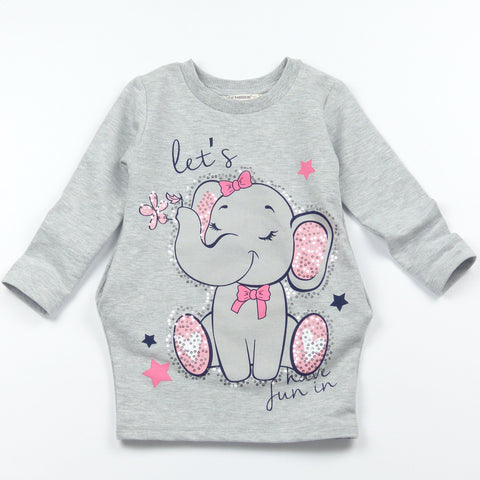 Girls' Sequin Elephant' Long Sleeve Tunic (2-6y) - Clothes4Kids